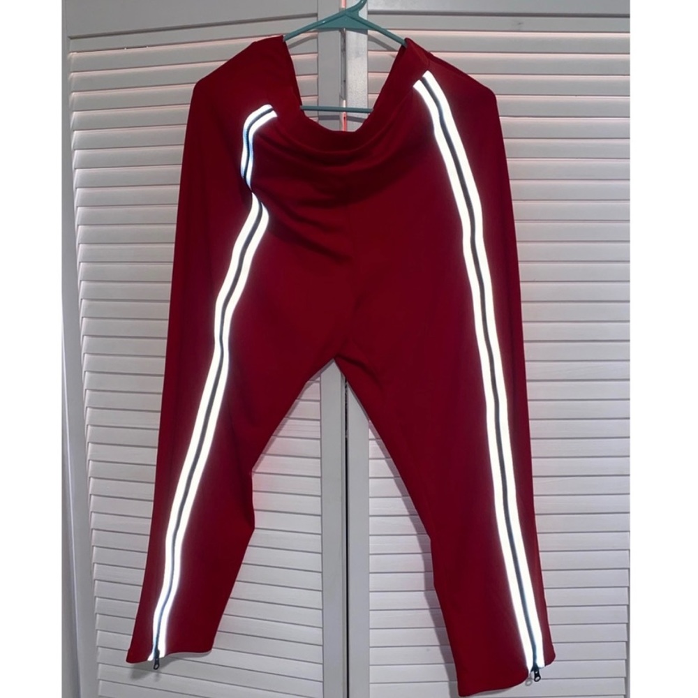 Red reflective zipper pants